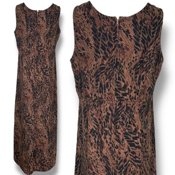 Vintage 90s Y2K Animal Print midi Dress | Dark Academia Dress |253|sz 12 - Picture 5 of 8